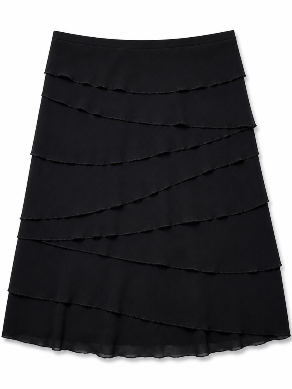BCBGMaxAzria Black Tiered A-Line Skirt